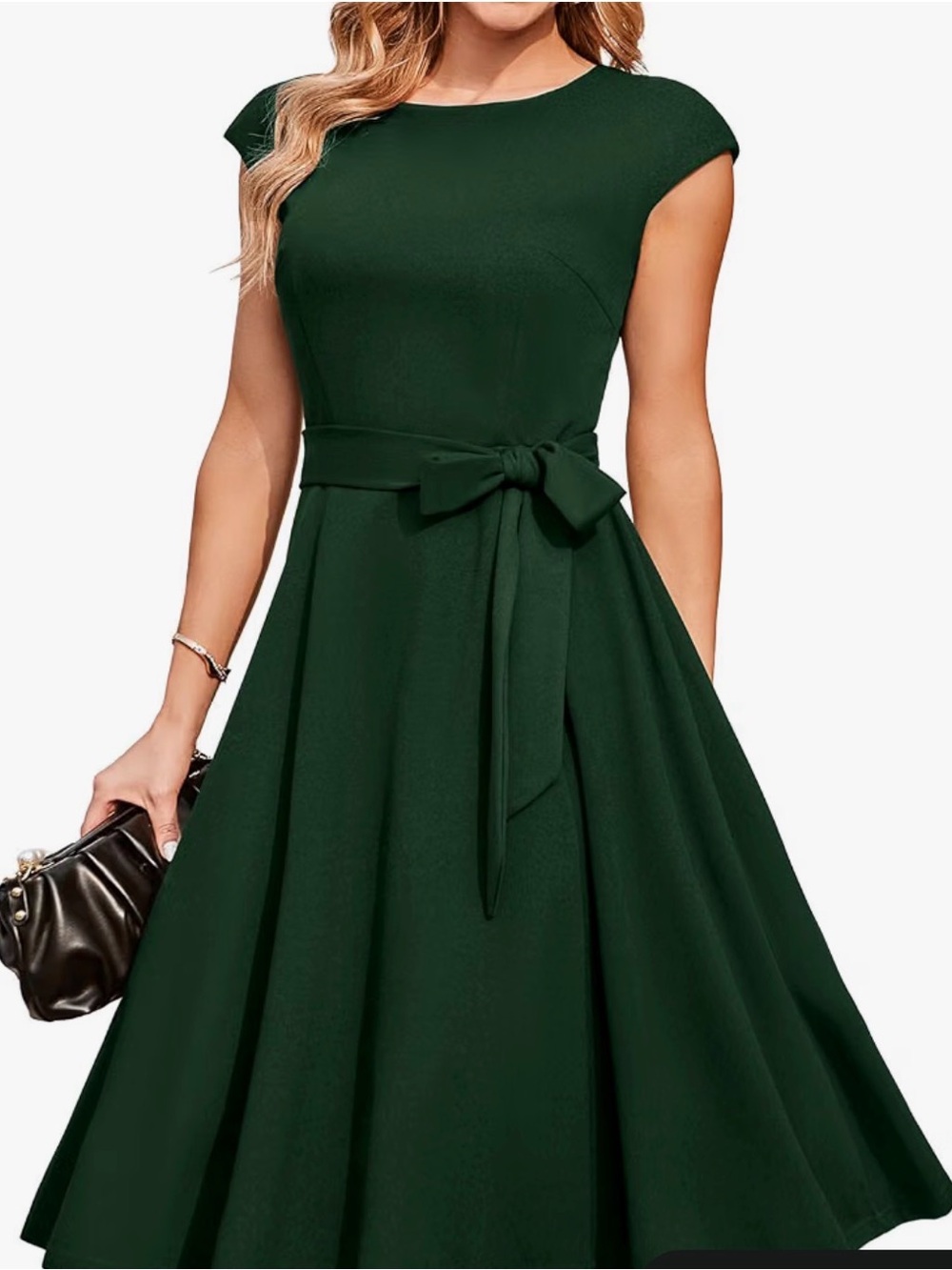 Classic Fit & Flare Green Dress with Waist Tie Size 2 XL
